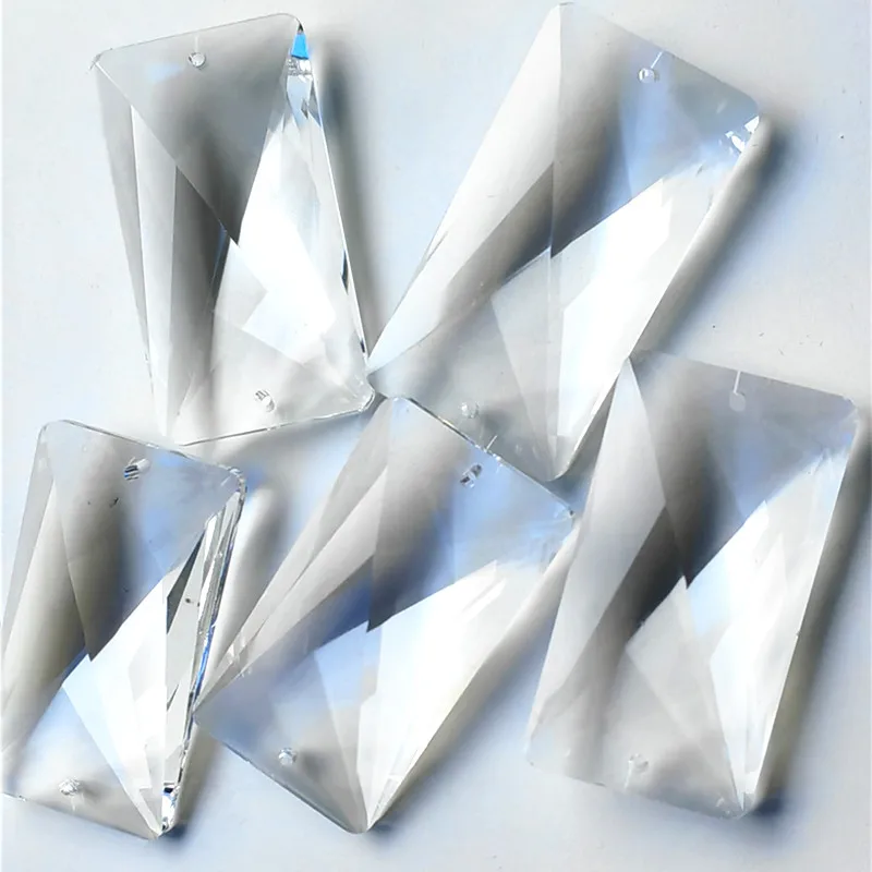 Top Quality 10pcs 55mm Clear K9 Crystal Faceted Chandelier Pendants (Two Holes ) Window Suncatchers Glass Prisms Lighting Parts