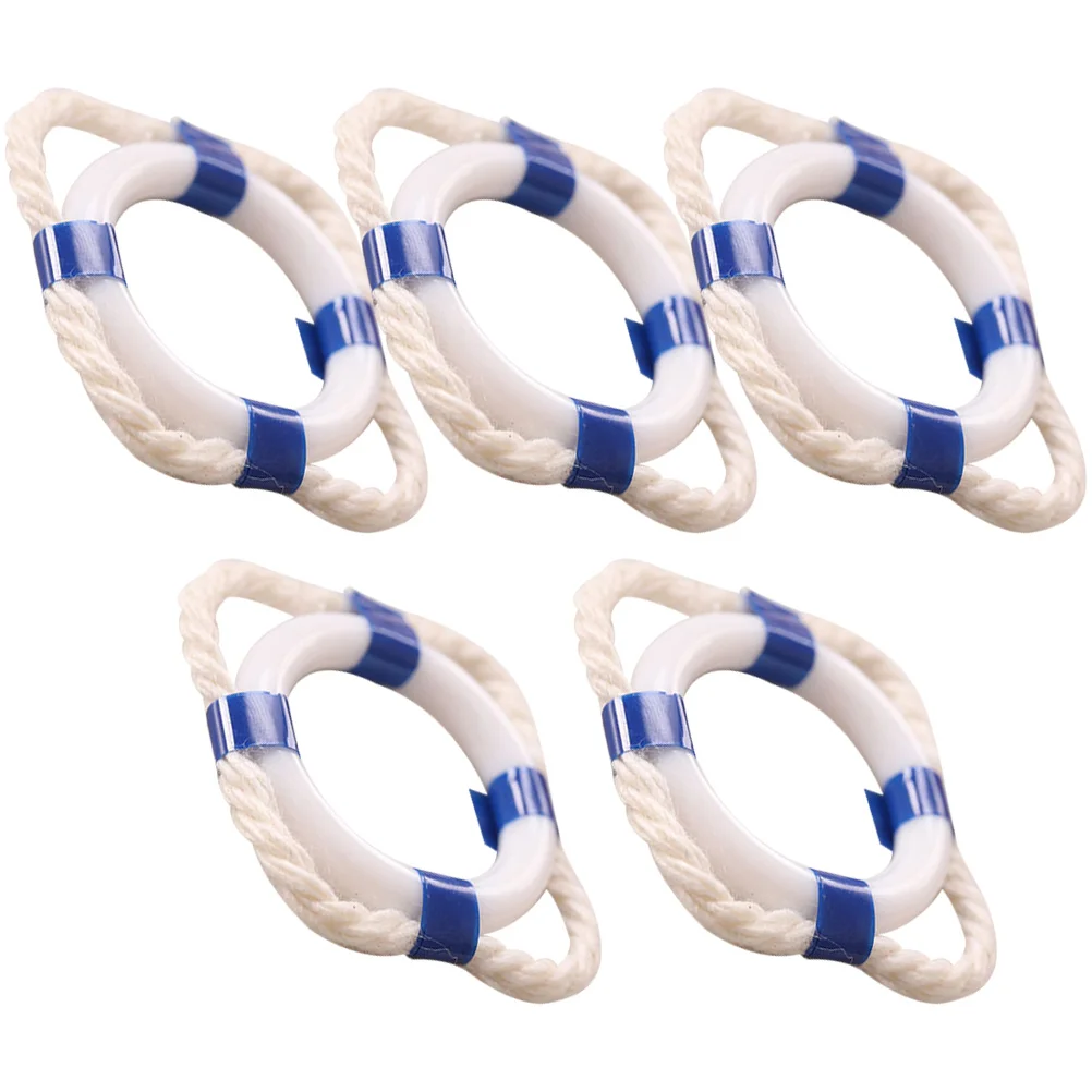 

5 Pcs Decorate Mini Life Buoy Baby Miniature Kits Dollhouse Plastic Home Decorations Nautical Rings