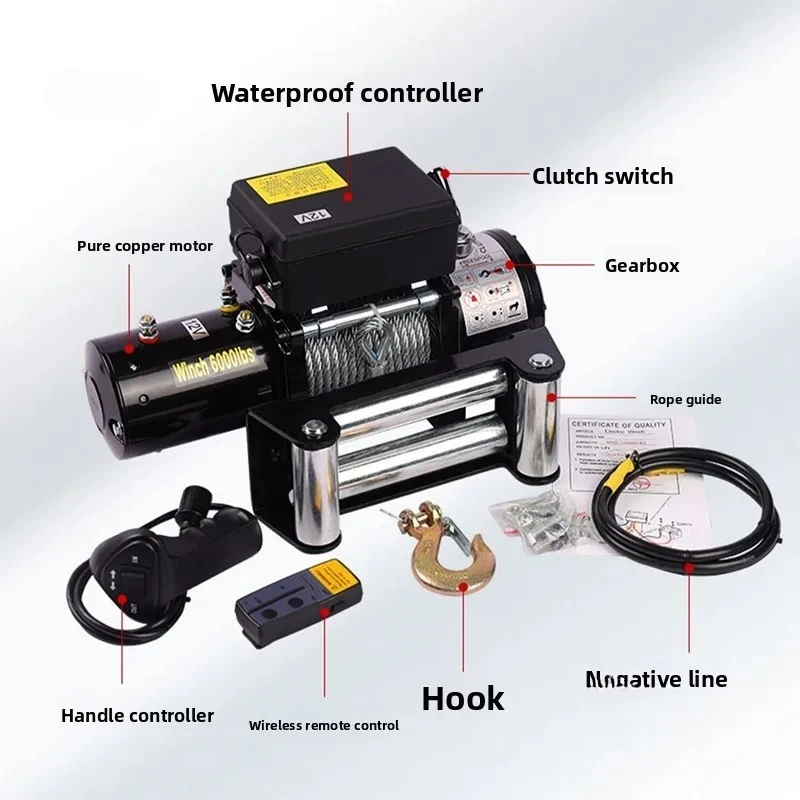 

12V Electric Winches for 24V Electric Hoists Hoist Vehicle Mounted Crane Off-road Vehicle Self-rescue Car Winch for Outdoor