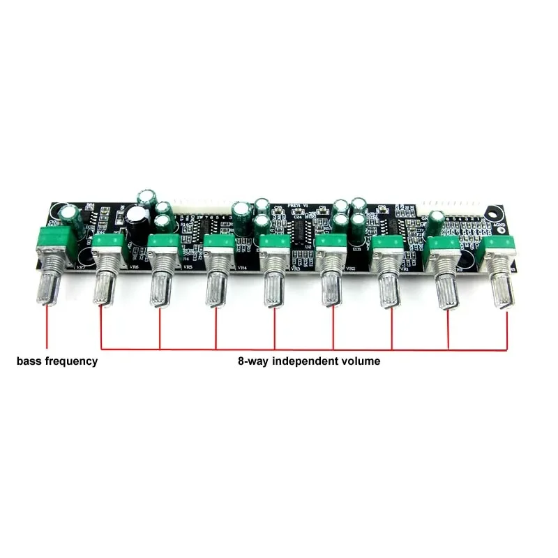 7.1 Preamplifier Tone Amplifier Board DC Power Independent Volume Adjustment Bass Frequency Adjustment Automatic Mute