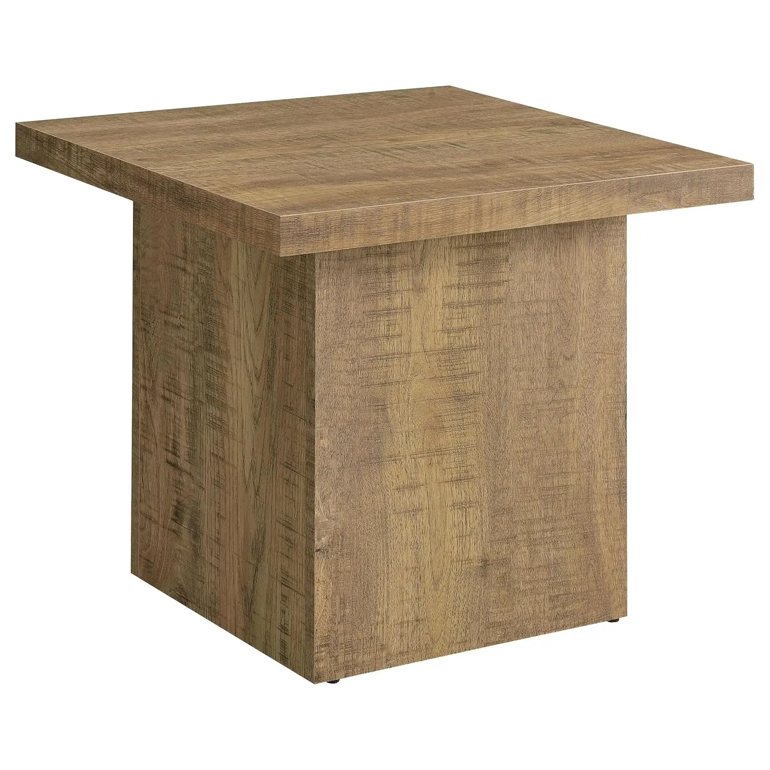 Square End Table Sofa Side Table Eco Wood Laminate Veneer Rustic Farmhouse Mango Brown Living Room, Customized