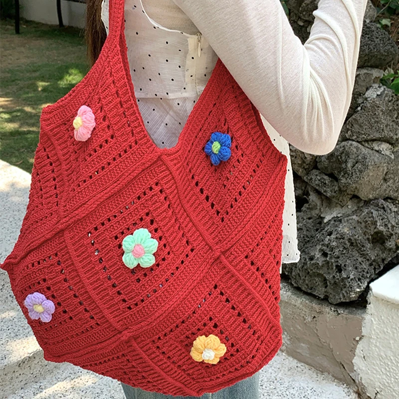 2026 Sommer Neuheit: Ausgehöhlte gestrickte Blumen-Tragetasche – Elegante Umhängetasche für Business und Pendeln mit großem Fassungsvermögen – Detail 6