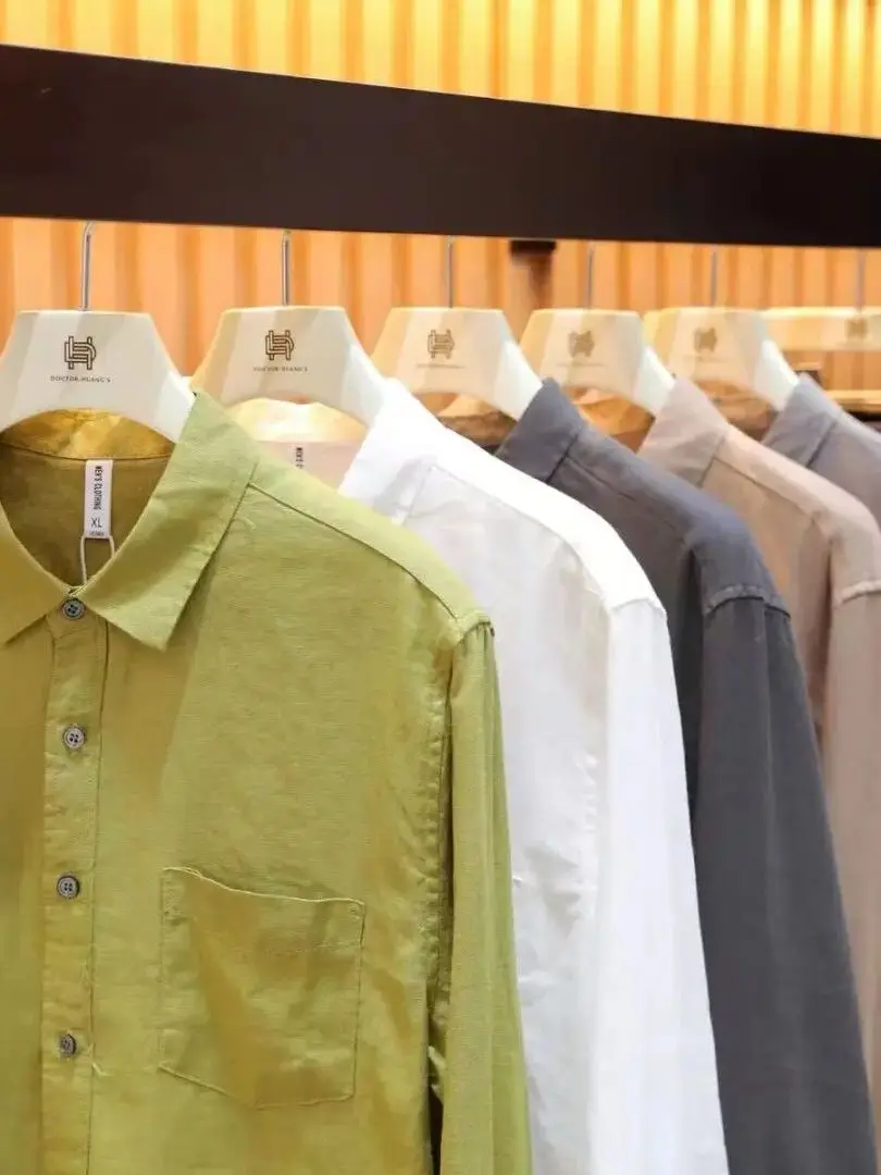 Italian Style Men's Comfortable Breathable Linen Long Sleeve Shirt Lightweight Loose Fit Spring Summer Casual Shirt
