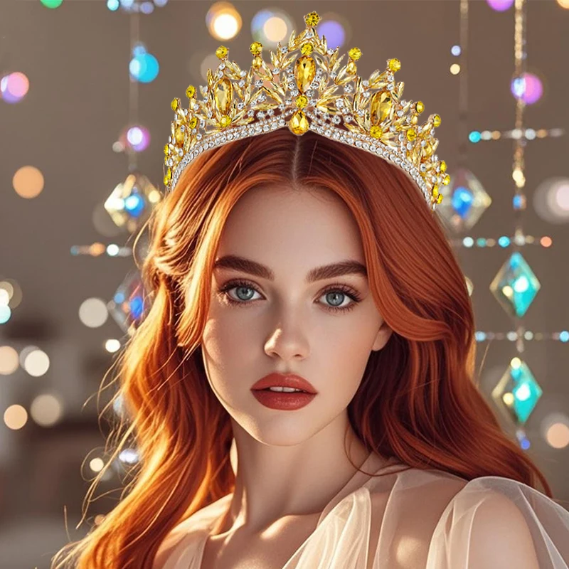 

2025 New Fashion More Color Crystal Diadems Bridal Tiara Crowns For Women Bride Queen Princess Wedding Hair Accessories