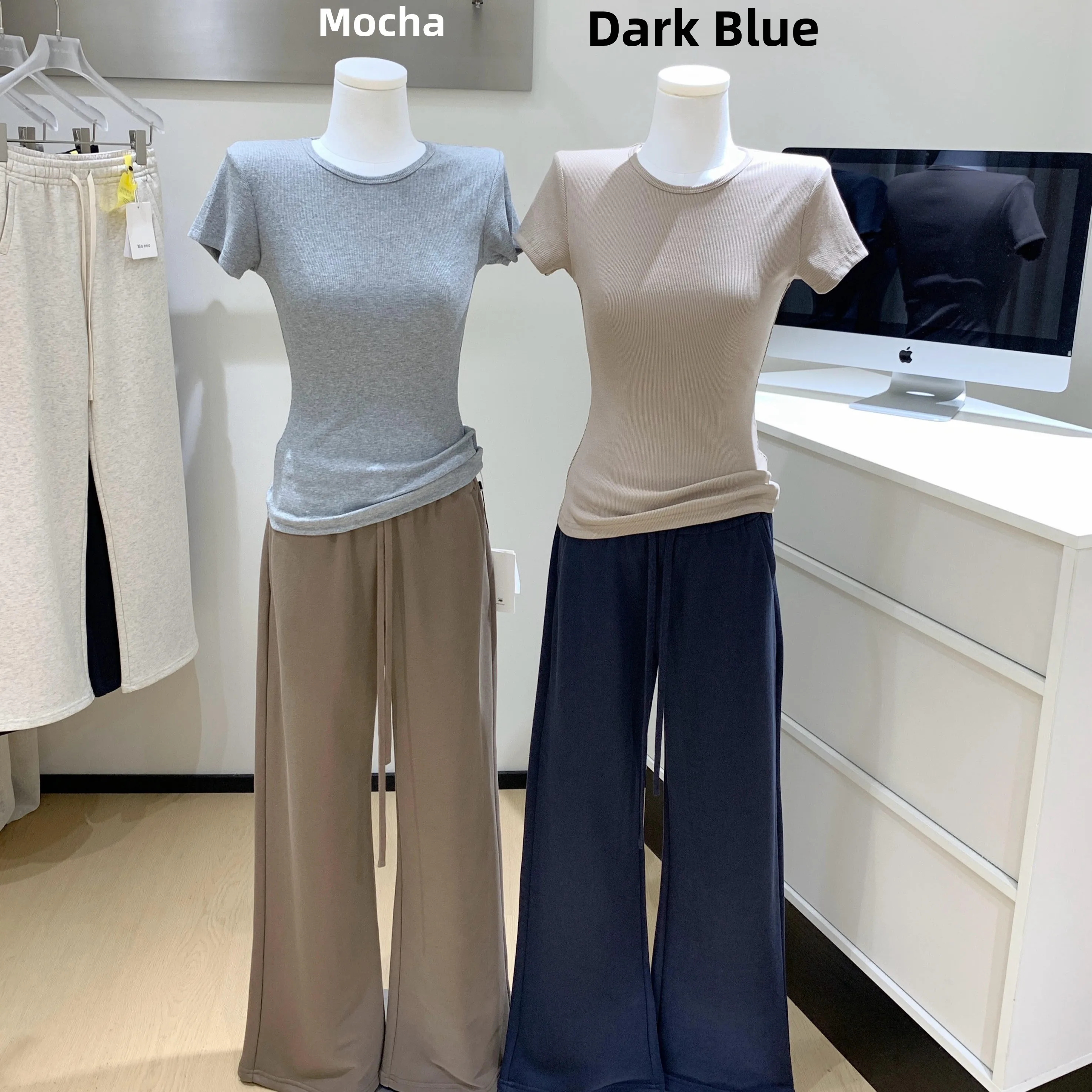 Damskie spodnie dresowe czterokolorowe, podstawowe, Dongda Gate New Sle, codzienne, proste nogawki, bawełniane, elastyczna talia, bez szwów, spodnie damskie.