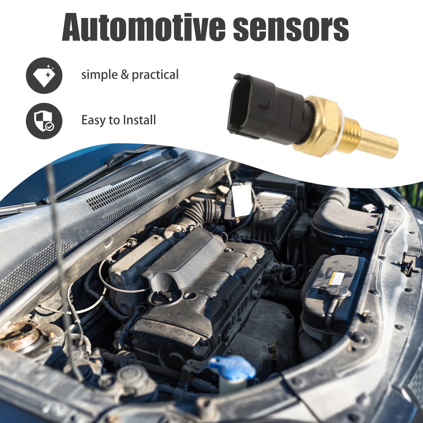

Water Temperature Fast Response Engine Coolant Temp Sensor Replacement Motorcycle Engine Durable Metal Construction Easy Install