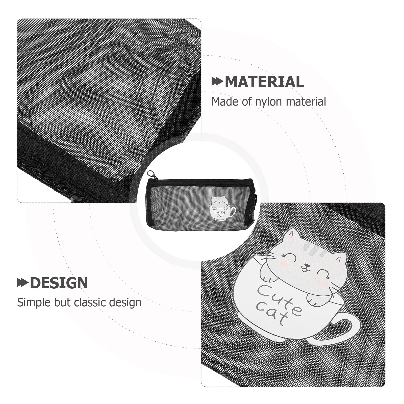 

1Pcs Portable Net Mesh Pen Bag Fine Workmanship Delicate Details Stationery Case for Kids Students Mesh Pen Storage Bag