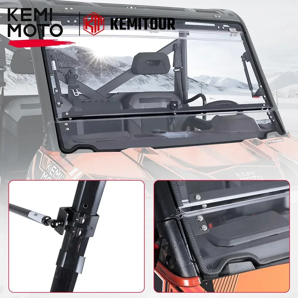 

KEMIMOTO 2-IN-1 Flip Front Windshield Scratch Resistant Fold Compatible with Polaris Ranger XP 900/1000/ Crew XP 1000 2014-2023