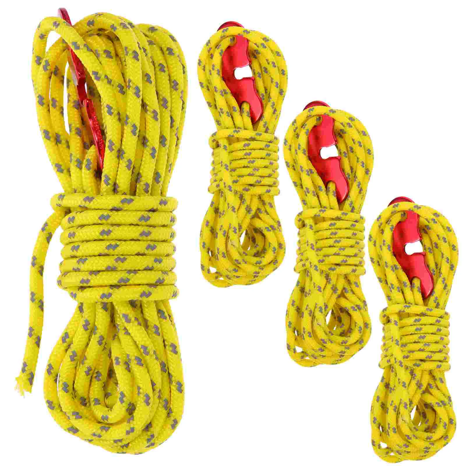 4 Pcs 3mm Reflective Tent Line Rope Camping Cord with Rope Hook Buckle Camping Tool for Tent Camping Hiking Backpacking