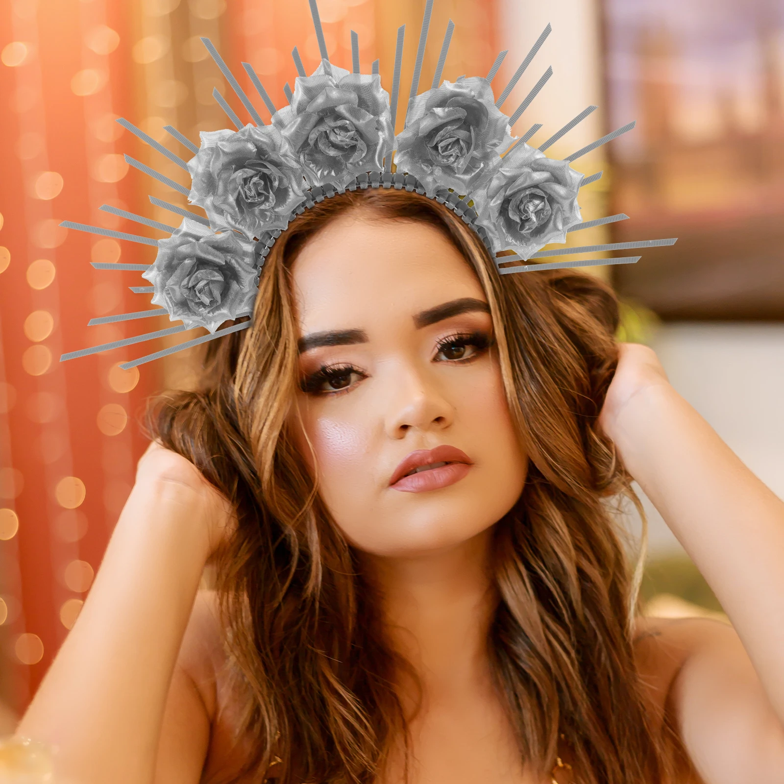 

Goddess Headband Crowns Women Floral Leaf Halloween Costume Headbands Hair Decor Accessory Party Prop Golden Color Small Size
