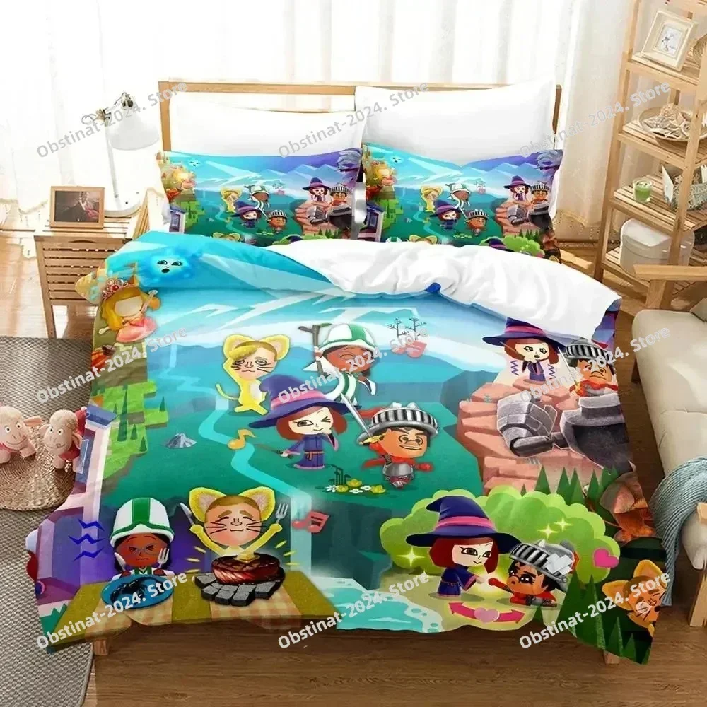 Cartoon Game Miitopia Bedding Set Printed single Comforter Quilt Bed Cover Duvet Cover Pillow Case 3 Pieces Sets Kids Adult Size