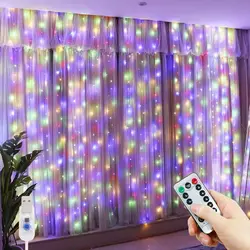 Wedding Party Decoration 3/4/6M 8 Mode LED Christmas Fairy String Light USB Curtain Light Garland Home Window Birthday DIY Decor