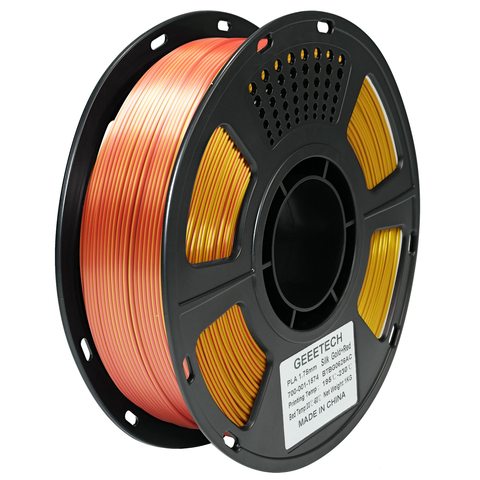 Geeetech Zweifarbiges BiColor Seide PLA Filament, 3D-Filament 1,75 mm 1KG Spule (+/-0,03mm) Vakuumverpackung