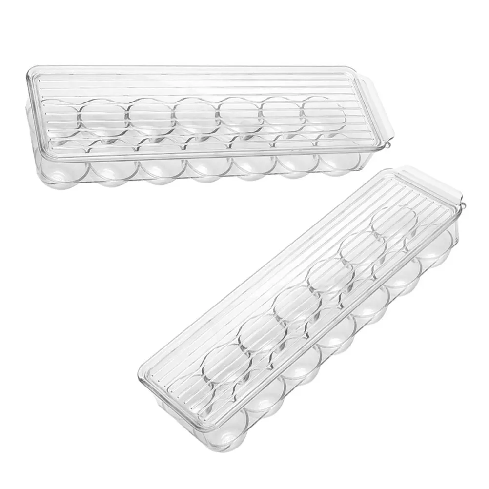 

2Pcs Clear Egg Storage Box Refrigerator 14-Slot Stackable Organizer Container Kitchen Pantry Egg Holder Space Saving