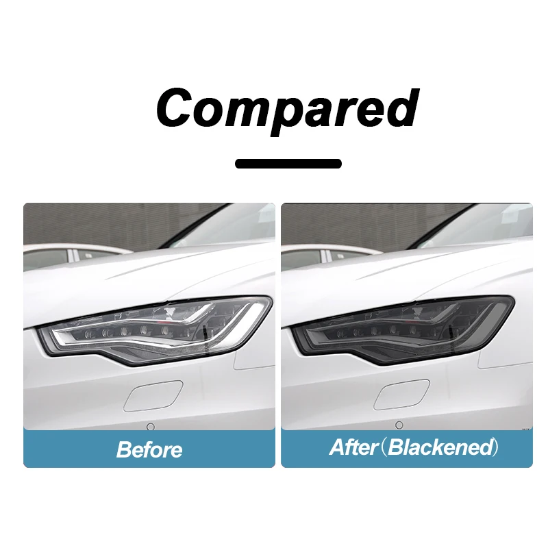 2 Pcs Car Headlight Protective Film Smoked Black Tint Wrap Vinyl Transparent TPU Sticker For Audi A6 C7 4G S6 RS6 2012-2018