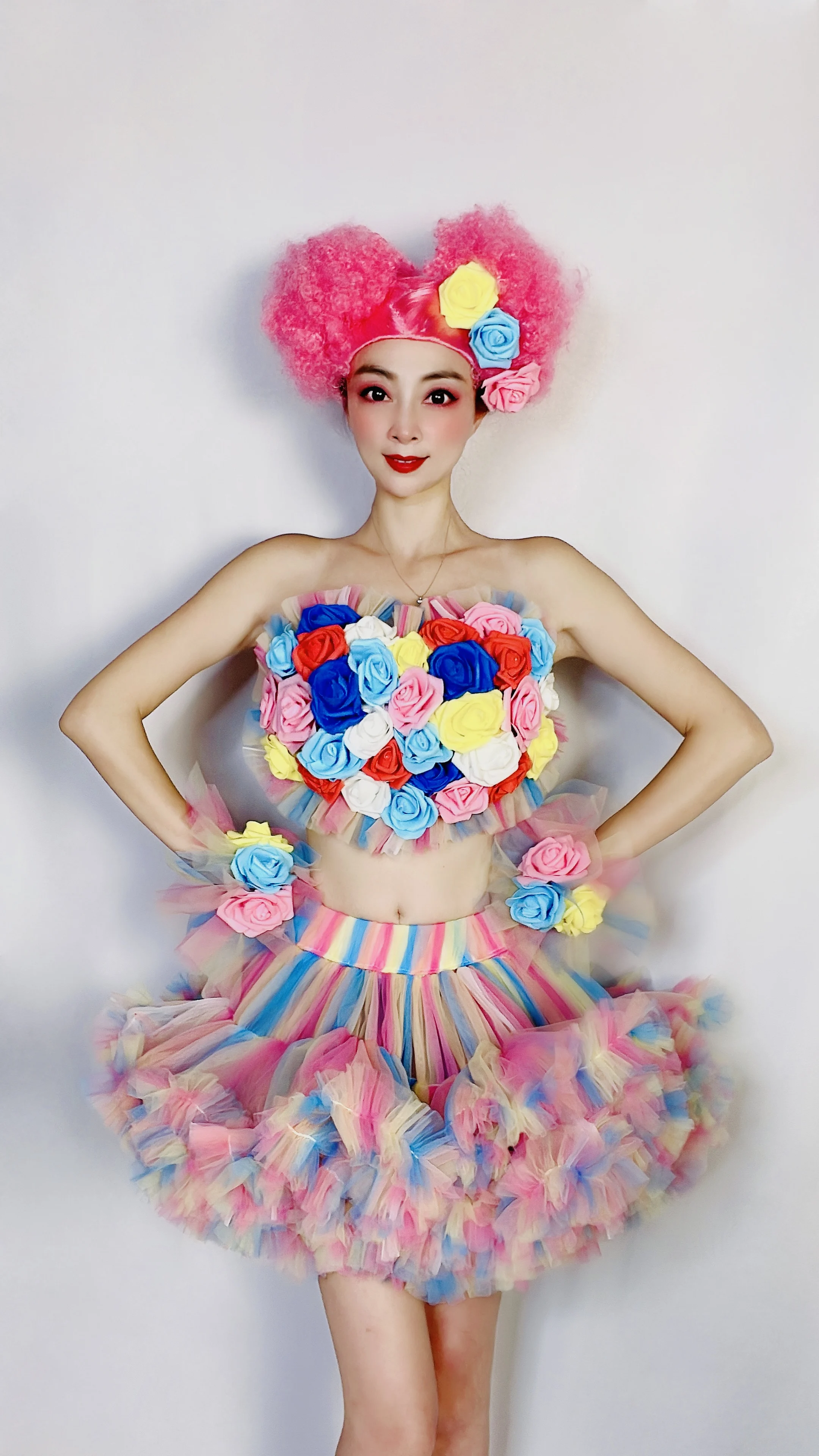 Colorful Flower Festival Carnival Clothing Jazz Gogo Dance Costume Performance Wear Nightclub Singer Dancer Stage Outfit