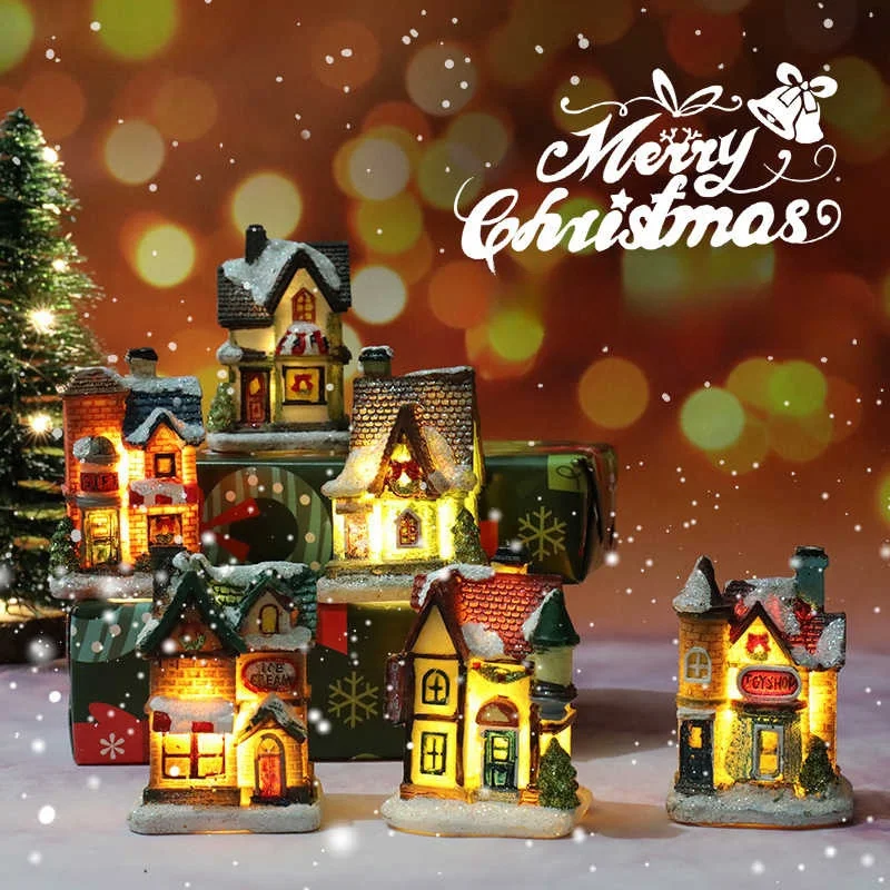 

New Christmas decorations resin small house micro landscape resin house ornaments Christmas creative gifts