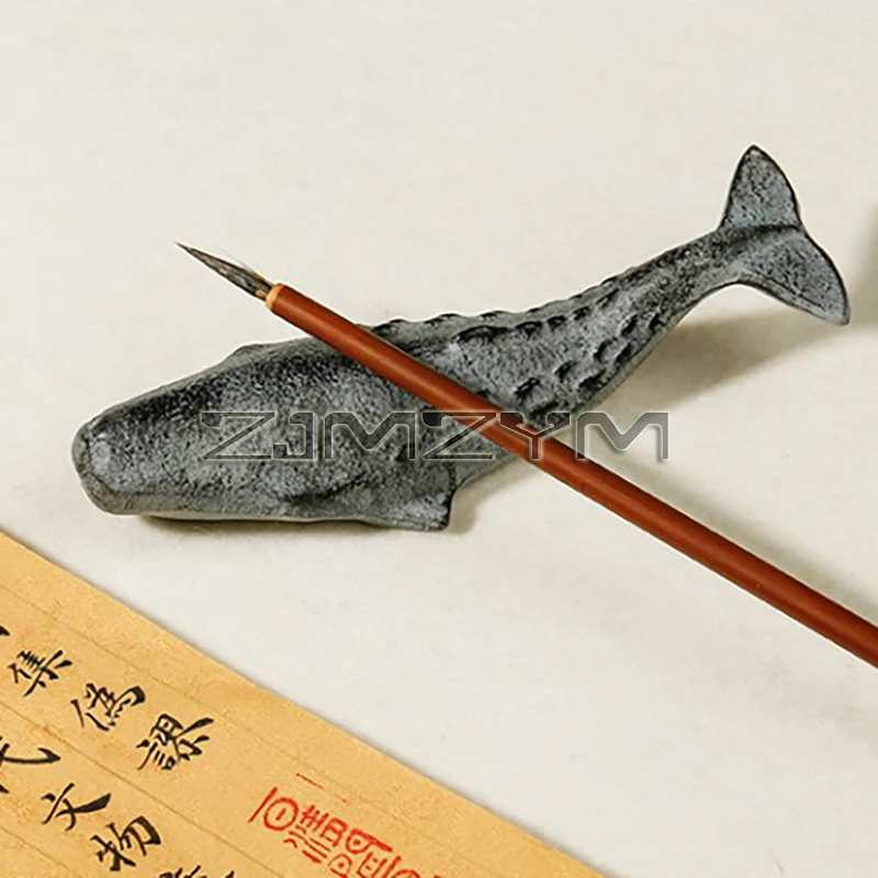 Iron Whale Paperweights Multifunction Chinese Calligraphy Paperweight Brush Rest Lovely Paper Pressing Prop For Home Decoration