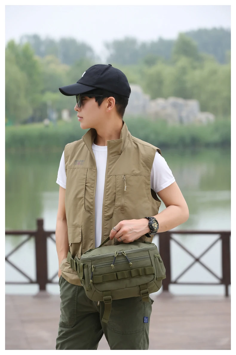 Angeln Brust Taille Tasche Taktische Outdoor Reise Sport Angeln Locken Taschen Jagd Camping Wandern Radfahren Pack Molle Rig Beutel – Detail 5