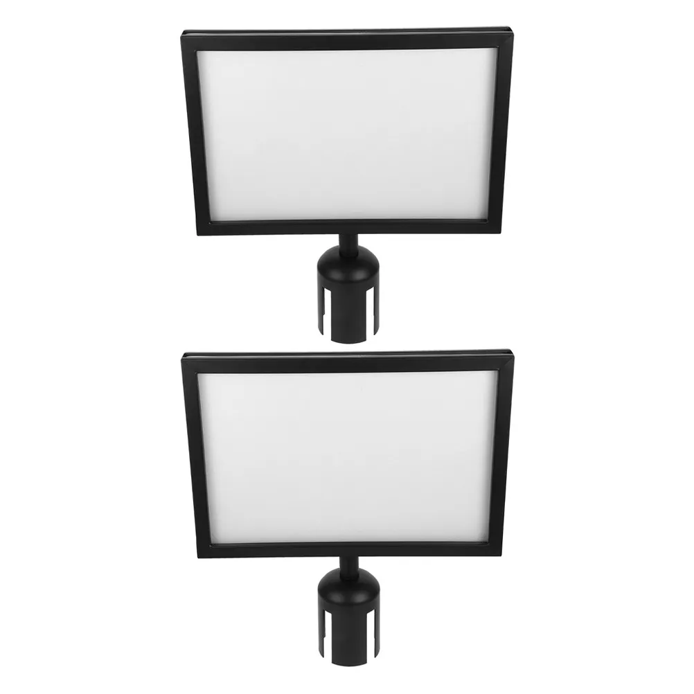 

2Pcs Stanchion Post Top Sign Frame Stainless Steel A4 Portrait Display for Crowd Control Queue Guidance Airport Banking Mall Use