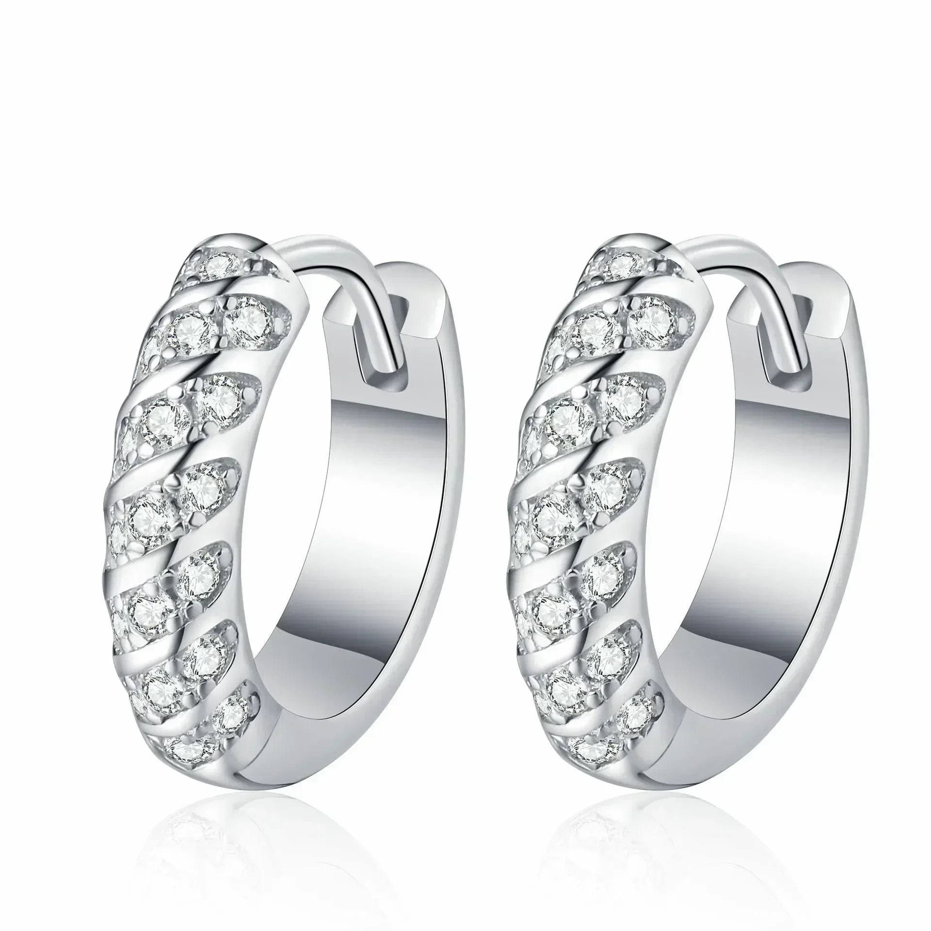 Blinking 0.38 Carat Moissanite Diamond Luxury Hoop Earrings for Women, Pt950 Platinum Ear Buckle Fashion Gift Wedding Jewelry