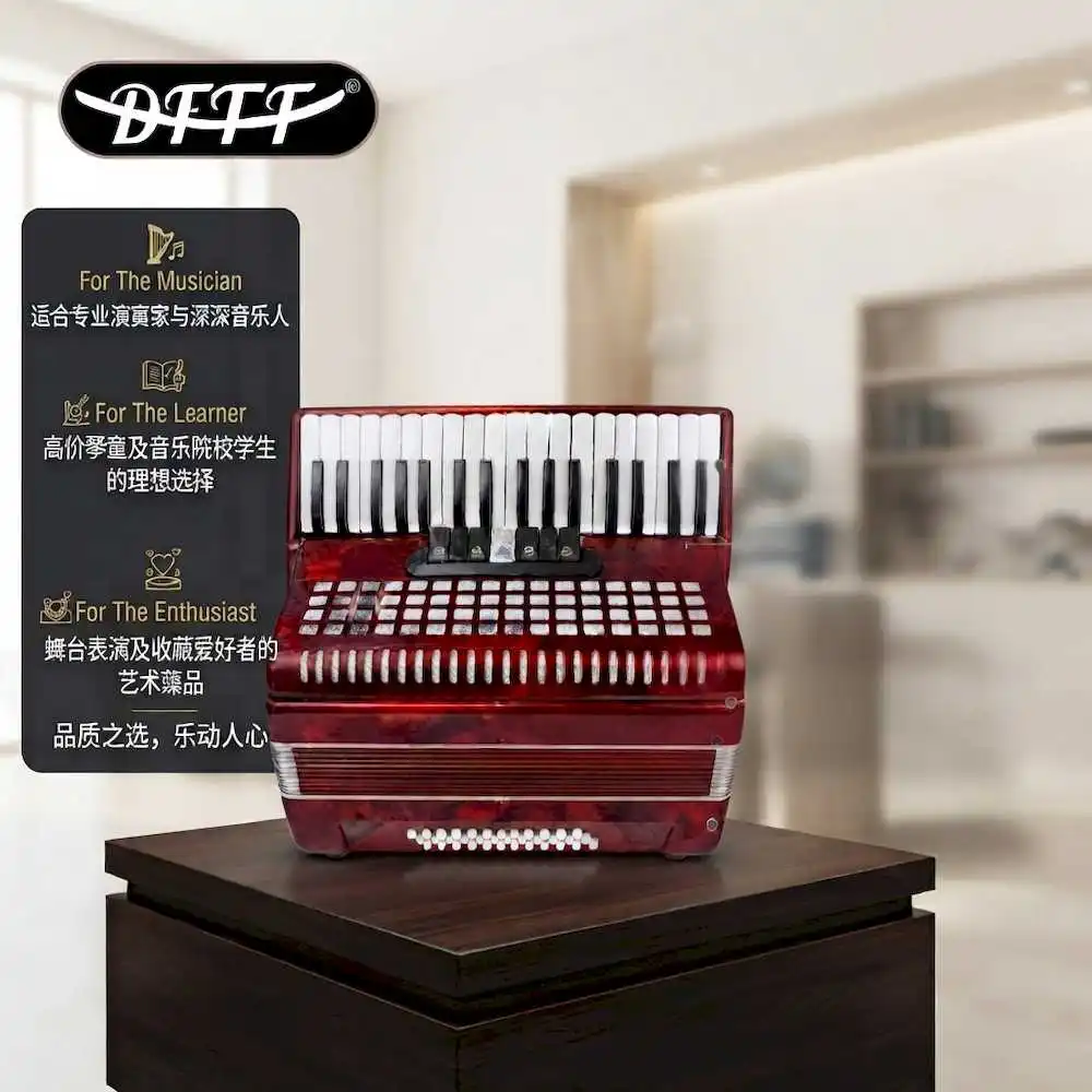 OEM Custom Logo 34 Keys 60 Bass Italian Reed Piano Accordion Carved Metal Cover Private Label Brand Factory Direct
