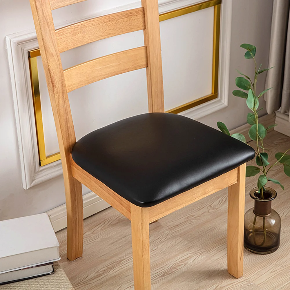 Waterproof PU Leather Dining Chair Slipcovers Removable Cushion Covers for Home Kitchen Hotel - Upholstered Chair Protector