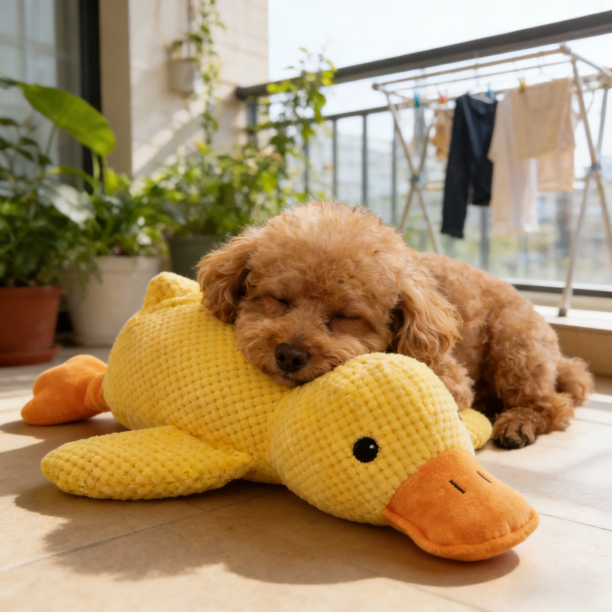 Juguete para perros, pato amarillo pequeño, juguete de peluche para mascotas, pato de imitación, juguete con sonido para masticar y moler para acalar pato, juguetes para lanzar al aire libre