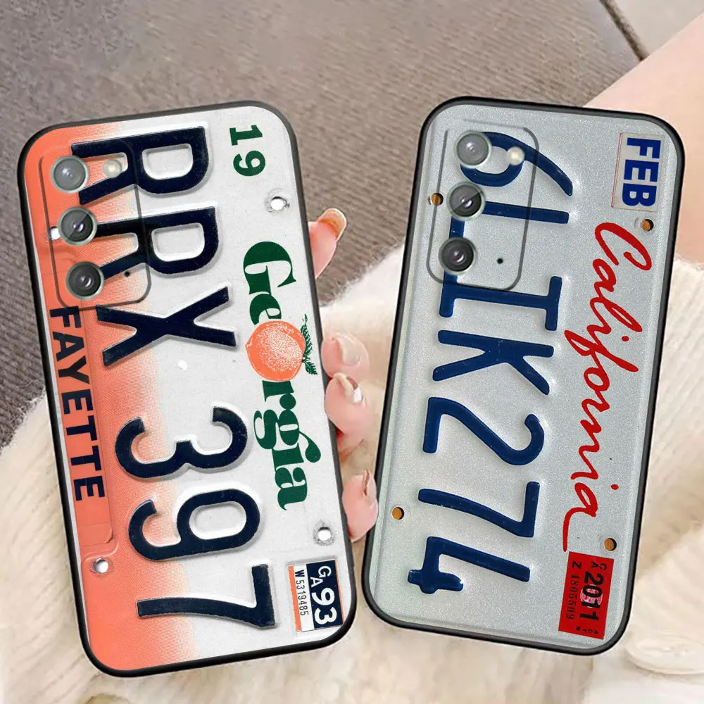 Vintage License Plate Numbers Cover Phone Case For Samsung A07 A06 A05S A04 A03S A10 A12 A13 A30 A50 NOTE 20 M16 M33 M53 Capa