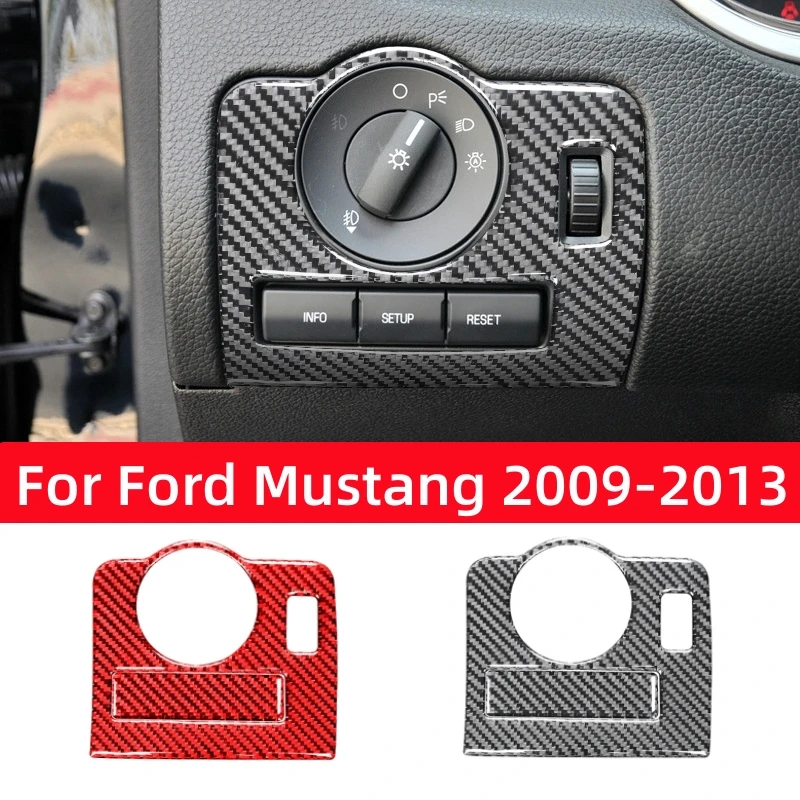 

For Ford Mustang 2009 2010 2011 2012 2013 2014 Accessories Carbon Fiber Car Headlight Switch Buttons Frame Sticker Trim Cover