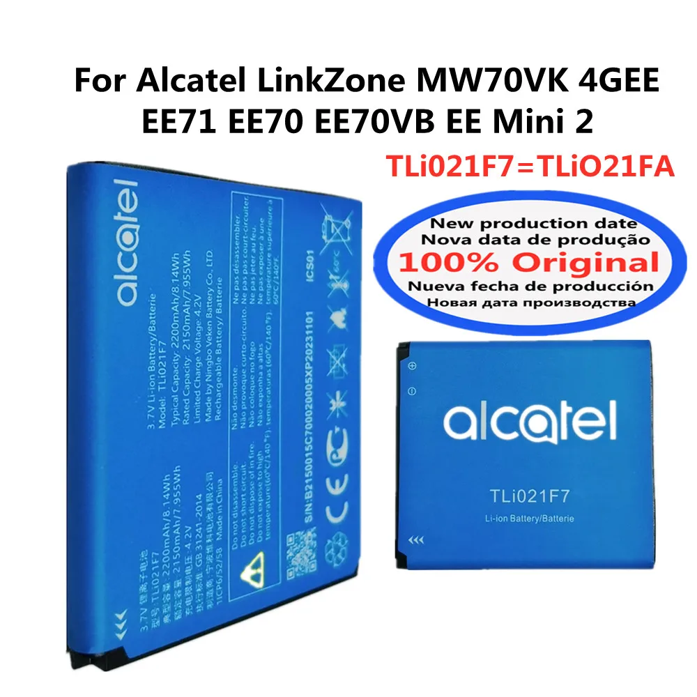 2200mAh TLi021F7 Original Phone Battery TLi021FA For Alcatel LinkZone MW70VK 4GEE EE71 EE70 EE70VB EE Mini 2 Battery Bateria