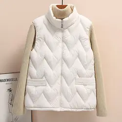 Woman Vest Autumn Winter Warm Down Cotton Vests Thick Removable Waistcoat Elegant Sleeveless Jacket Vest Coat Female