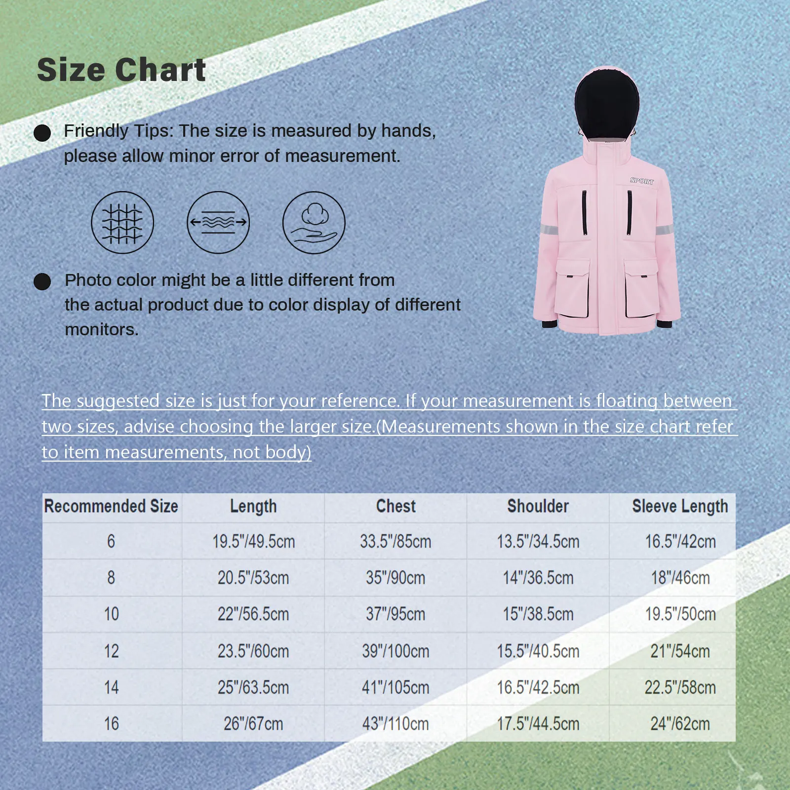 سترة تزلج للأطفال للفتيات بدلة ثلج مقاومة للماء وأكمام طويلة وسحاب مع جيوب لملابس التزلج الرياضية الشتوية الخارجية #6