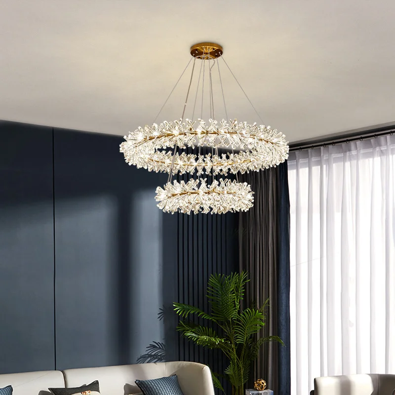 

Modern Luxury Diamond Crystal Chandelier Family Living Room Dining Room Bedroom Round Art Chandelier