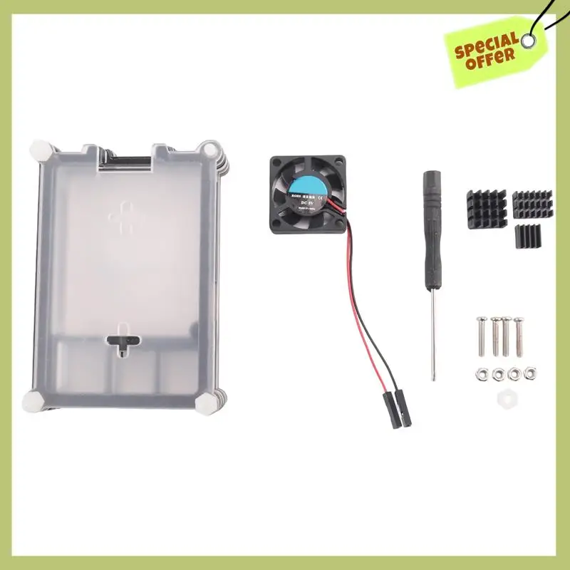Усовершенствованный акриловый прозрачный/прозрачный и черный чехол для Raspberry Pi 4 Model B, с охлаждающим вентилятором для Raspberry Pi 4B