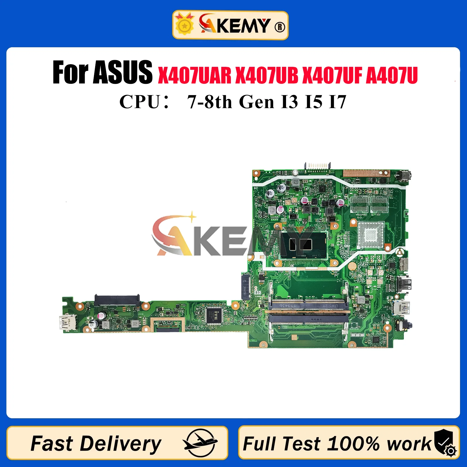 

X407UAR Laptop Motherboard For ASUS X407U Y4000U A407U F407U X407UA X407UB X407UAR X407UBR X407UF X407UV Mainboard I3 I5 I7 CPU