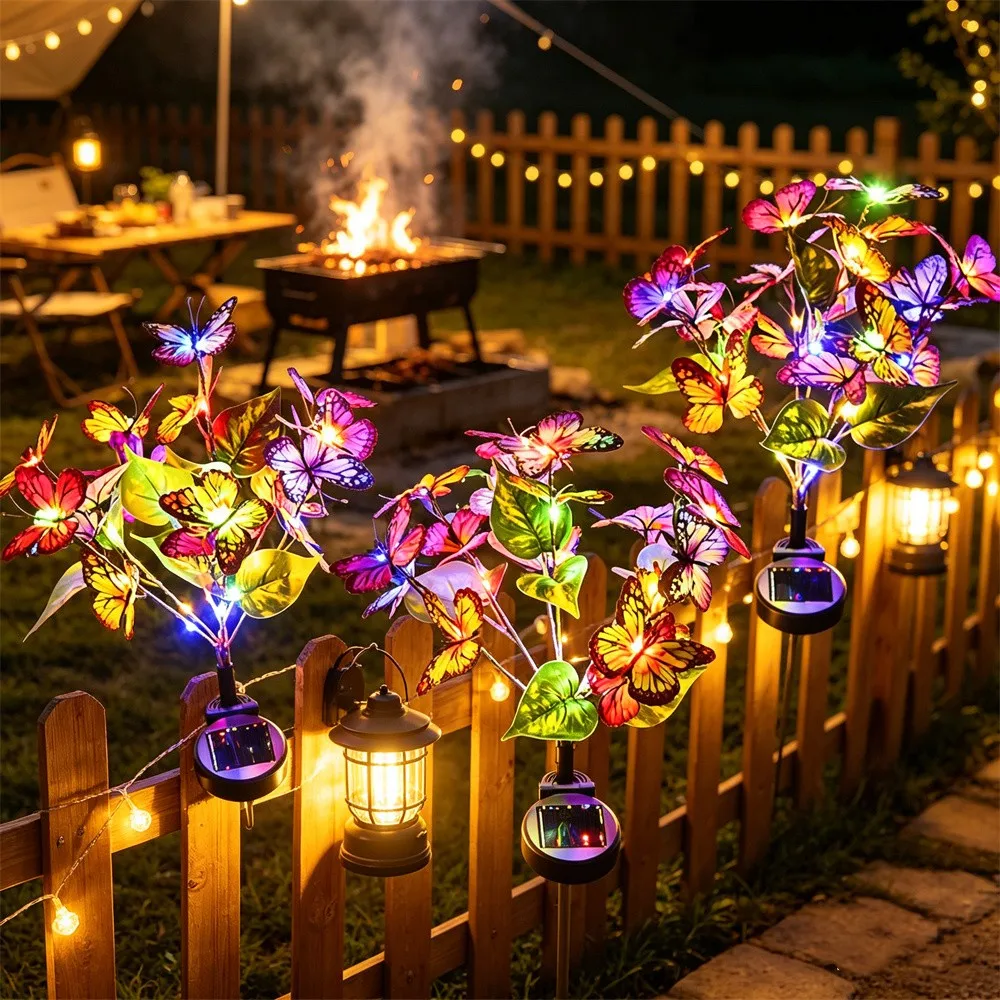 

Simulation Butterfly Lawn Lamp Solar LED Butterfly Flower Light Outdoor Garden Waterproof Landscape for Home Christmas Decor