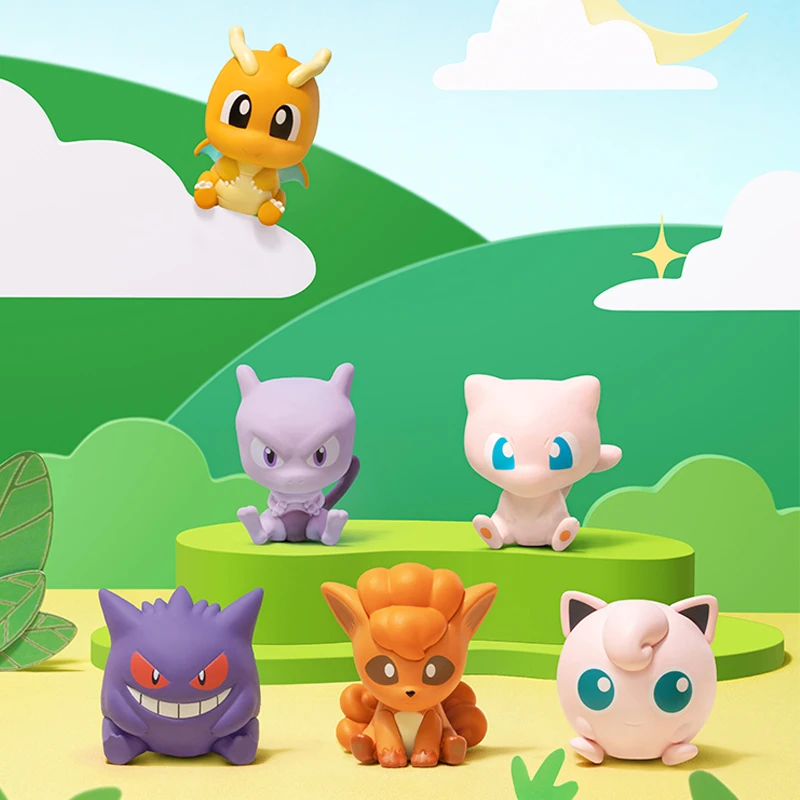 Official Pokemon Tiny Adventure Series 3 Gengar Jigglypuff Mini Figure Set Desktop Decor Cute Miniature Model Collectible Gift