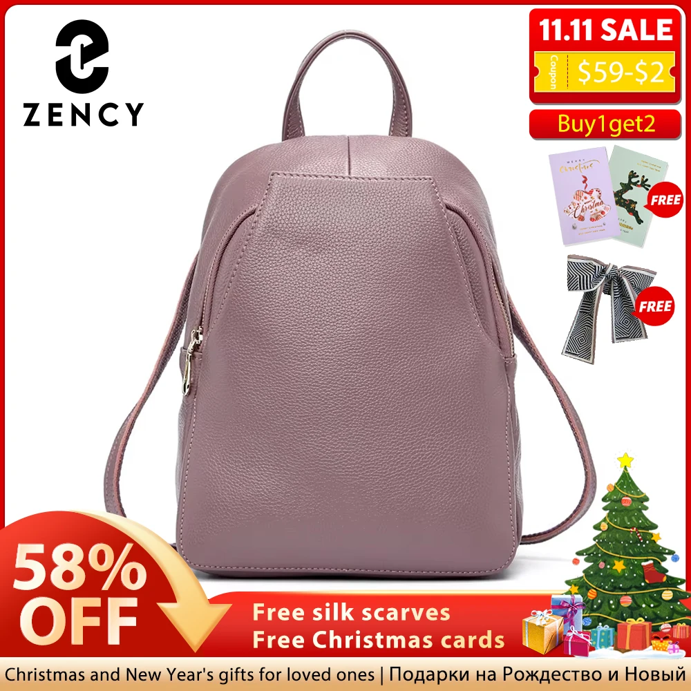 

Zency Women's Genuine Leather Backpacks Ladies Fashion Travel Bags Femal Daily Holiday Knapsack Preppy Style Girl's Schoolbag