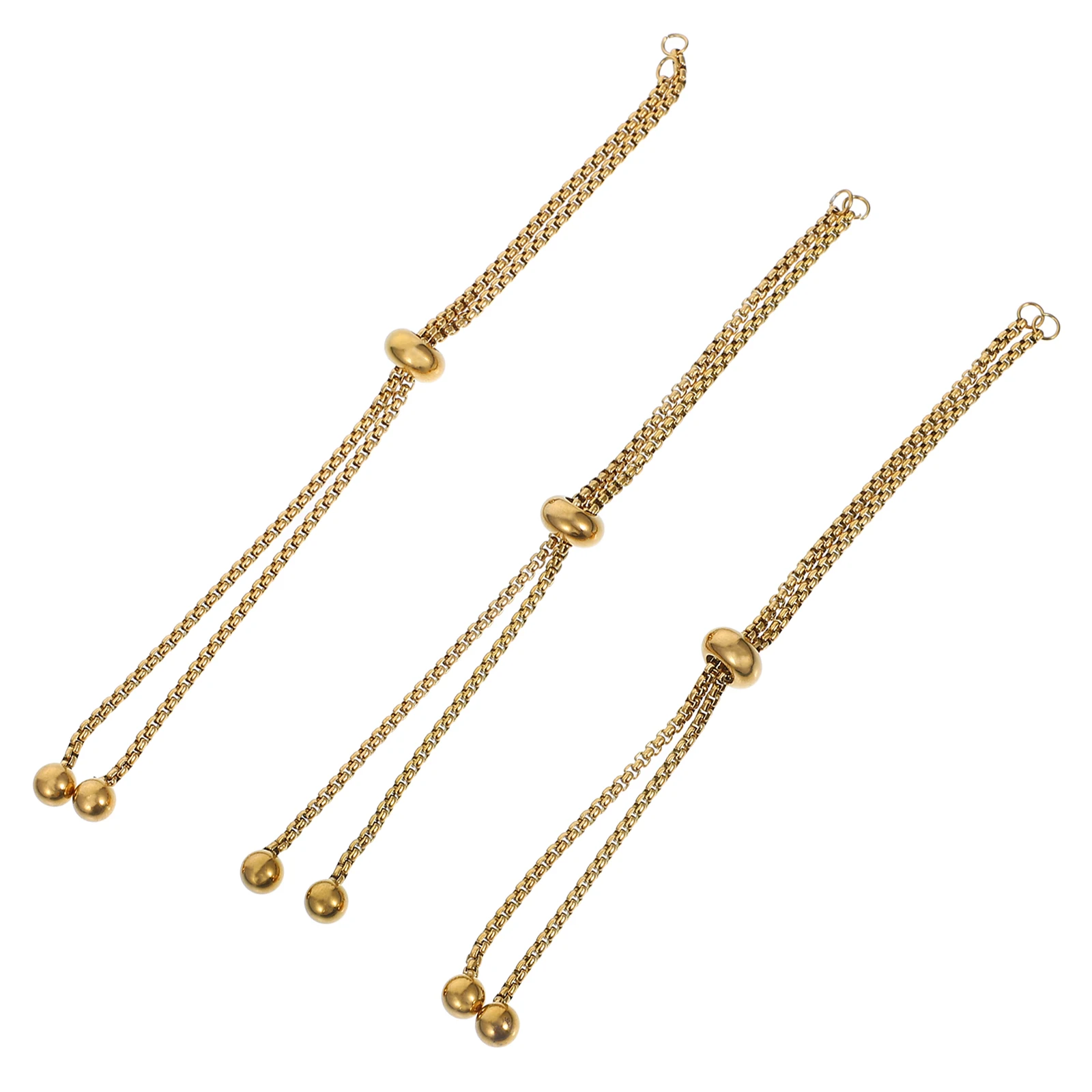 

3pcs Pearl Bracelet Extender Chain Adjustable Necklace Extenders Golden Stainless Steel Chains Jewelry Making Diy Slider
