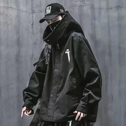 Men Japanese Harajuku Alt Sweatshirt Oversize Hoodie Long Cloak Hip Hop Gothic Outwear Streetwear Techwear Coat Tops Clothes