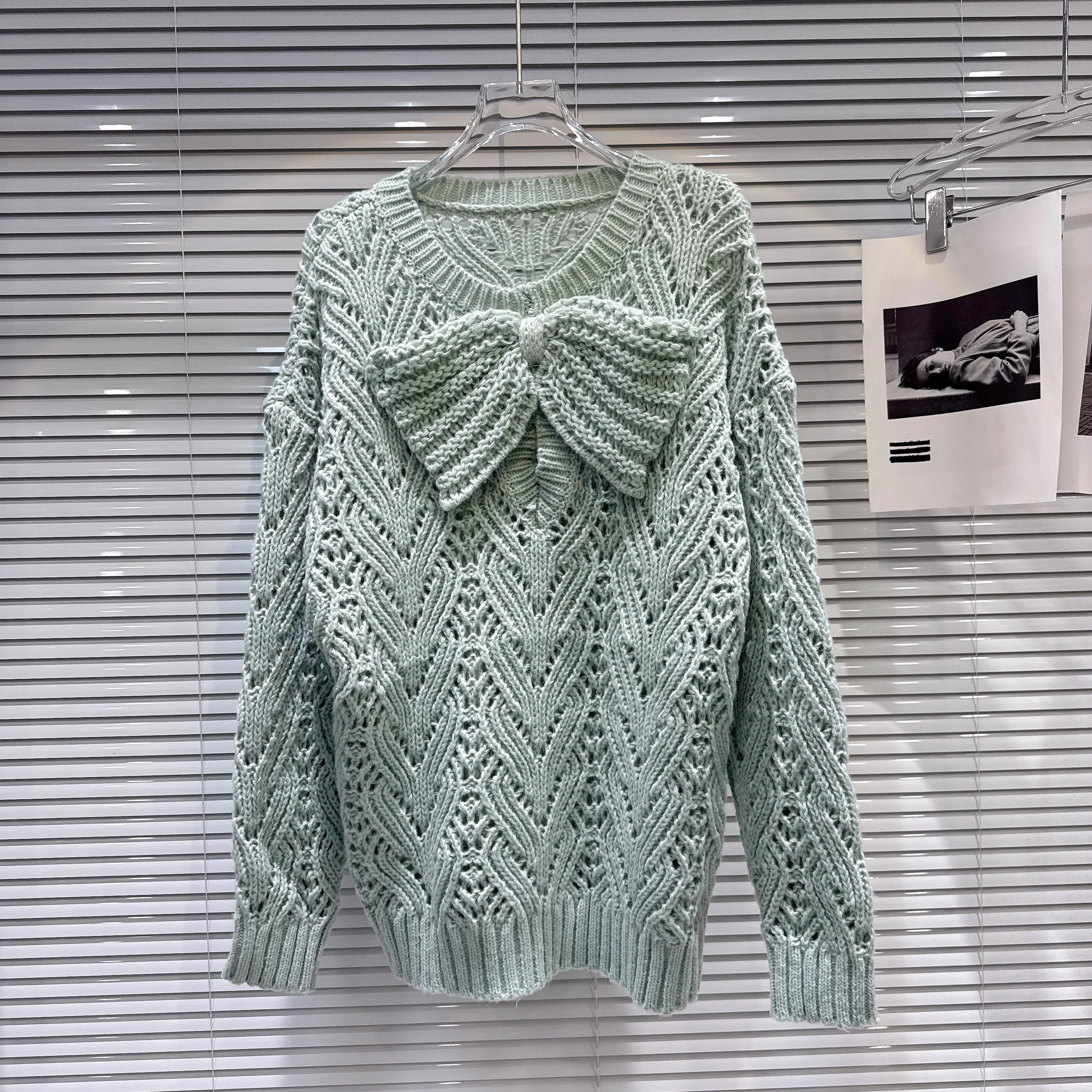 

Gagarich 2025 Autumn New Arrival French Sweet Lazy Bow Knot Fried Dough Twist Hollow-out Pullover Knit Sweater Women