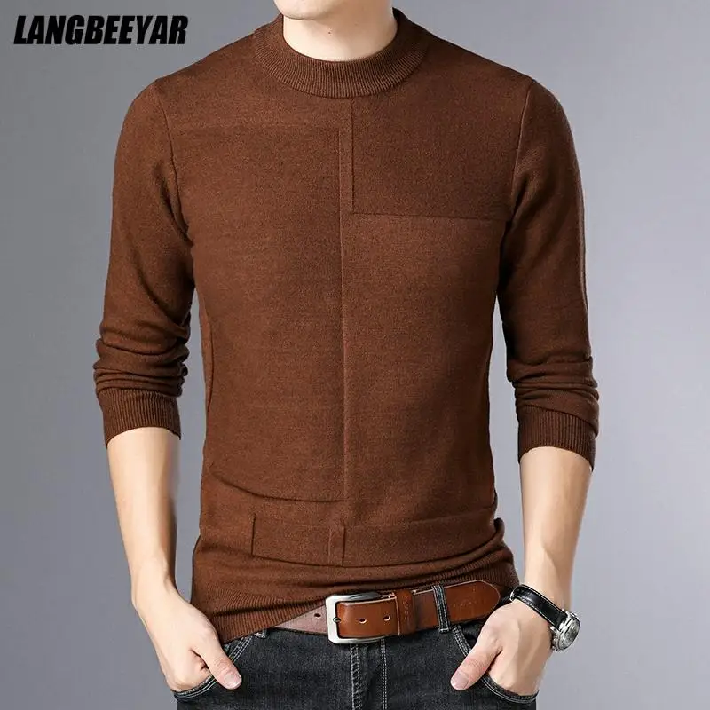 

Top Quality New Brand Knit Pullover Crew Neck Sweater Autum Winter Solid Color Simple Casual Men Jumper Fashion Clothing 2025