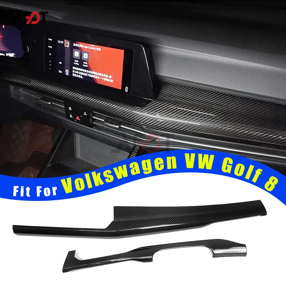 

Для Volkswagen Golf R GTI GTD GTE Golf 8 MK8 2020-2024: 2 шт. накладок на приборную панель из углеродного волокна, аксессуары для интерьера