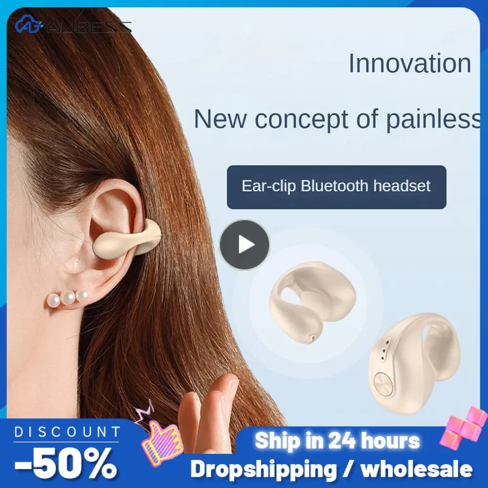 Wireless Headset Earphone Earring Wireless Ear Clip Headphones Sound Earcuffs Sport Headset Earbuds Ear Hook With Mic