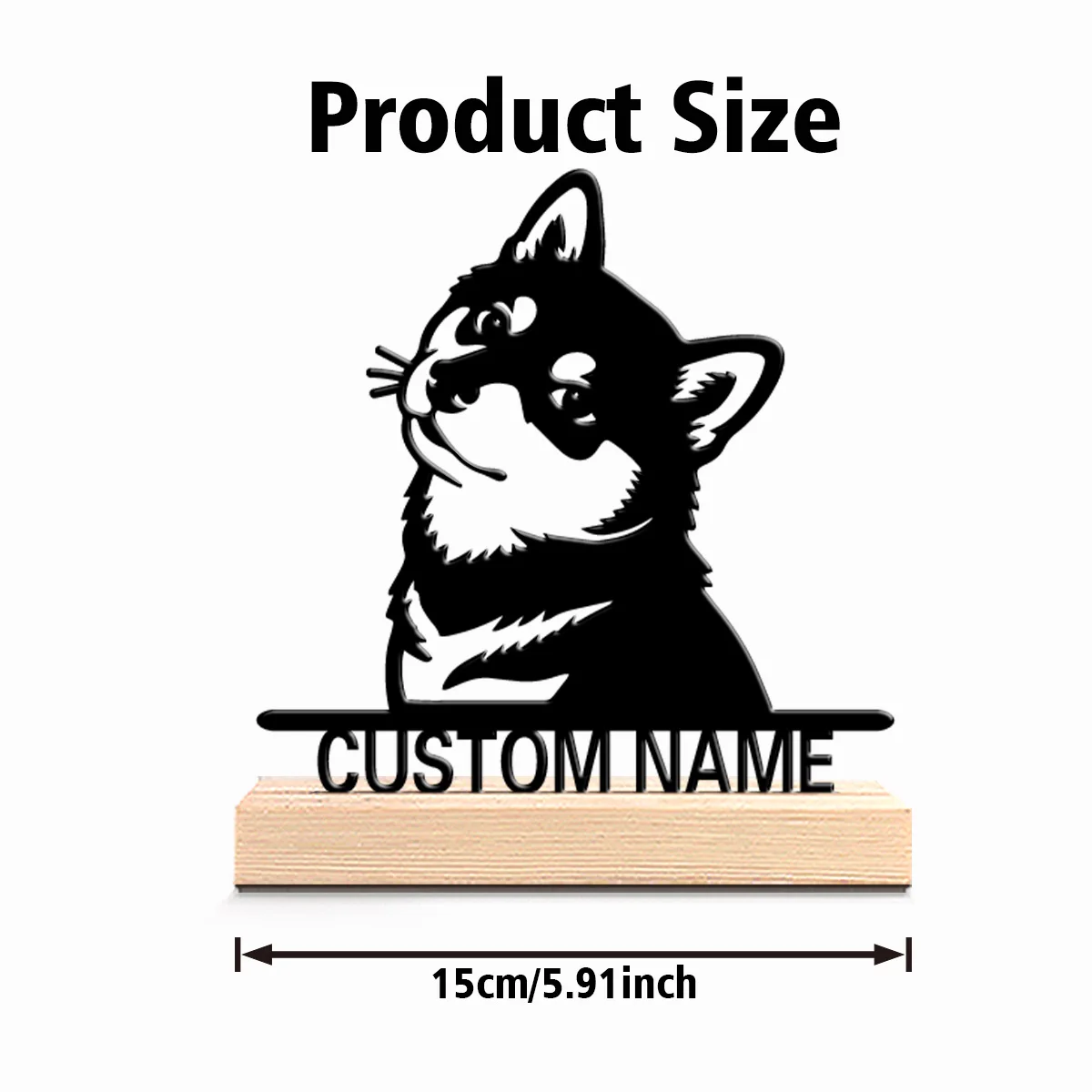 1pc Stylish Personalized Custom Akita Inu Metal Statues Pet Commemorative Gift with Wooden Base desktop Art Suitable for Pet