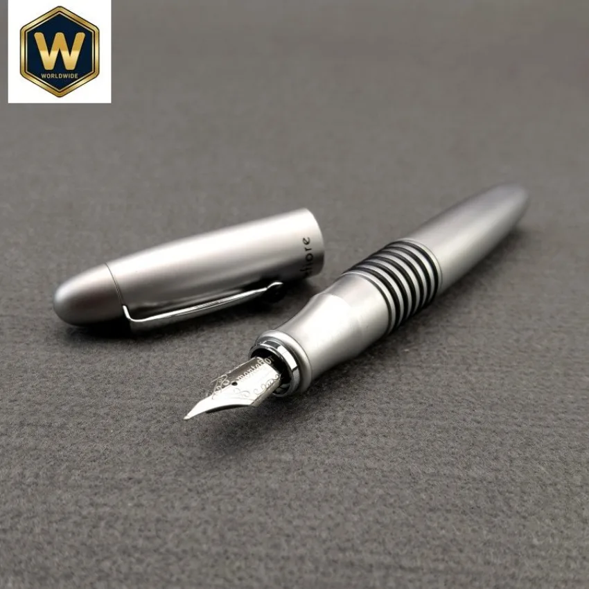 Montefiore Silver Pocket Fountain Pen High-end Matte Metal F/M/B Bent Nib 0.5/0.7mm Smooth Writing School Ink Pen