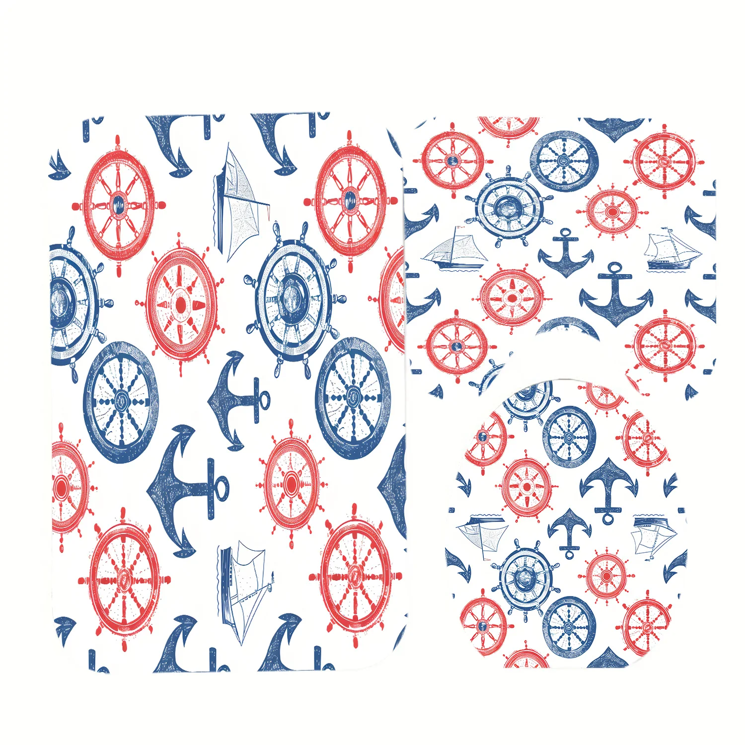 

3 упаковки морских анкерных отпечатков - полиэфирная ткань, можно стирать в машине, U-образные коврики. Нескользящие коврики, чехлы на сиденья унитаза.