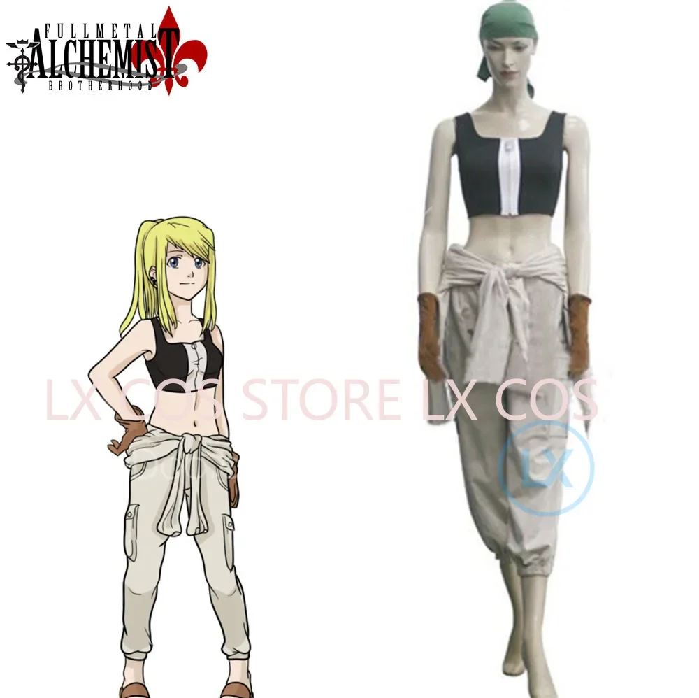 Anime Fullmetal Alchemist Cosplay Costume Winry Rockbell Outfit Cosplay Costume Halloween Cos For Women Men Custom size