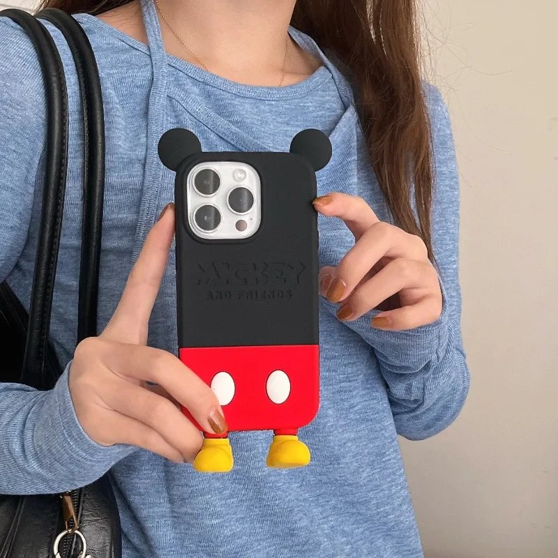 Силиконовый чехол для телефона с Микки Диснеем для IPhone 17, 16, 15, 14, 13 Pro Max, противоударный гладкий защитный чехол, аксессуары для мобильных телефонов
